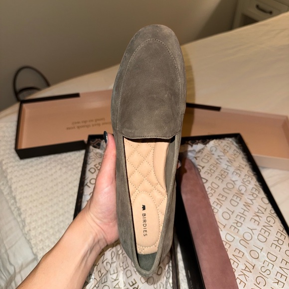 Birdies Women's Suede Loafer Flats - Sage